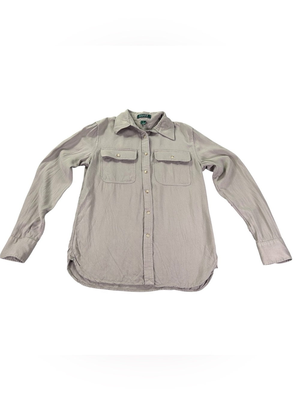 Lauren Ralph Lauren Utility Shirt Women’s S Taupe 100% Viscose Safari Utility